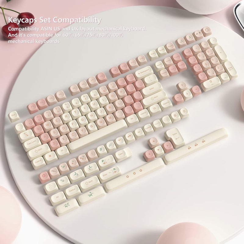 Womier Keycaps - Pink Cute PBT Keycaps MOA Dye-Sublimation 60 65 75 100 Percent, Custom Key caps Set for 61/64/68/84/87/100/104/108 Cherry MX Mechanical Keyboard (Pink) - Image 4